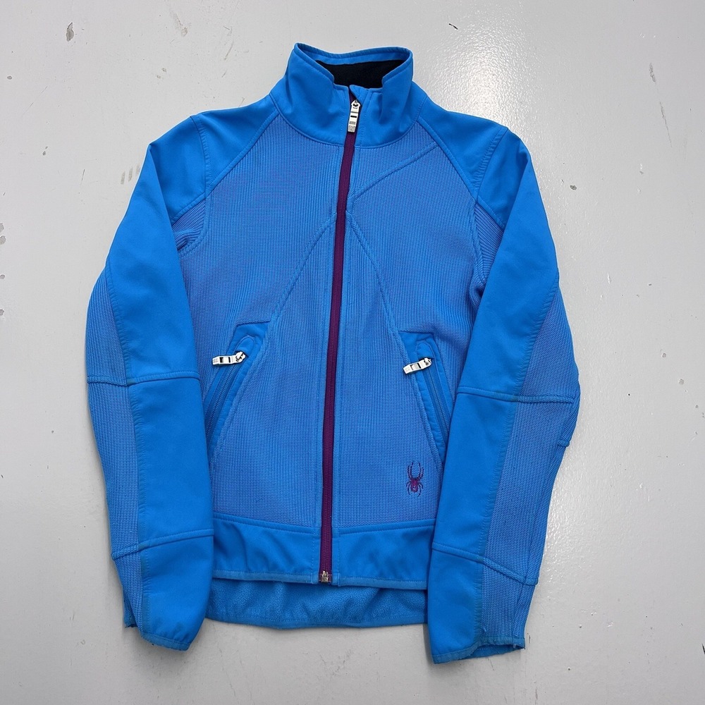Spyder Women XS Blue Core Sweater Full Zip Knit Jacket Activewear Softshell